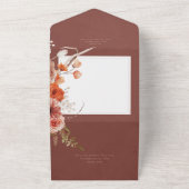 Boho Burnt Sinaasappel Rust Herfst Bloemen 3 Diner All In One Uitnodiging (Buitenkant)