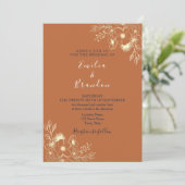 Boho Burnt Sinaasappel Wedding Invitation Kaart (Staand voorkant)