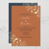 Boho Burnt Sinaasappel Wedding Invitation Kaart (Voorkant / Achterkant)
