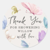 Boho Butterfly Baby shower Circle Favor Stickers (Voorkant)