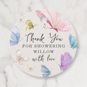Boho Butterfly Baby shower Circle Favor Tags Bedankjes Labels
