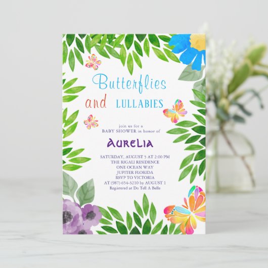 Boho Butterfly Baby shower Invitation Kaart (Staand voorkant)