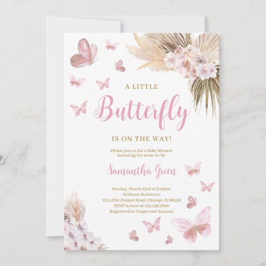 Boho Butterfly Baby shower Kaart (Voorkant)