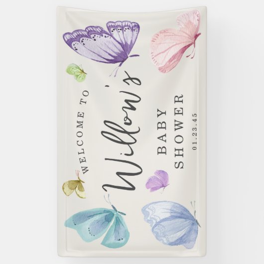 Boho Butterfly Baby shower Welcome Banner (Verticaal)