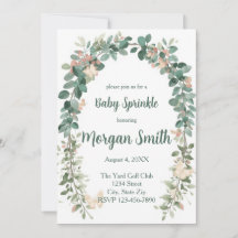 Boho Butterfly Baby Sprinkle Invitation Sage Green