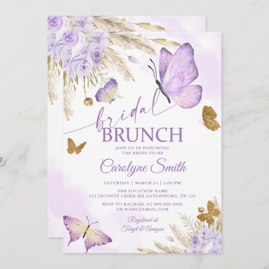 Boho Butterfly Bridal Brunch Vrijgezellenfeest Kaart (Voorkant / Achterkant)