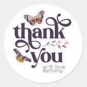 Boho Butterfly Dank je wel Ronde Sticker (Voorkant)