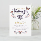 Boho Butterfly First Birthday Invitation (Debout devant)