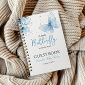 Boho Butterfly Floral Blue Boy Baby Shower Guest Notitieboek