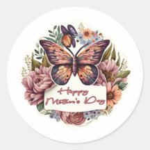 Boho butterfly Happy Moederdag stickers
