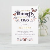 Boho Butterfly Invitation du deuxième anniversaire (Debout devant)