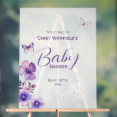 Boho Butterfly Purple Baby shower Floral Bienvenue (Neutre)