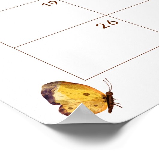 Boho Butterfly Raad Baby Verwachte Datum Kalender Poster (Hoek)