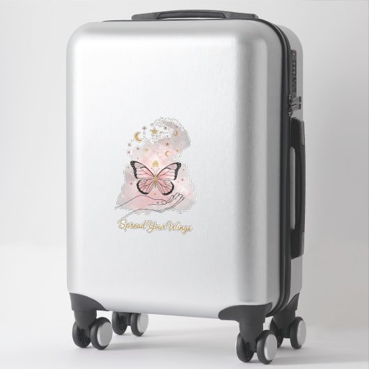 Boho Butterfly "Spread Your Wings" Sticker (Sur valise)