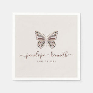 Boho Butterfly Stof Roze Persoonlijke Trouwdag Servet