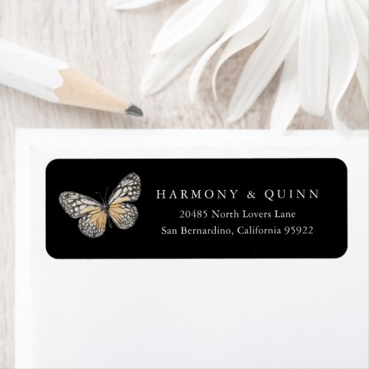 Boho Butterfly Wedding Return Address Labels (Insitu)