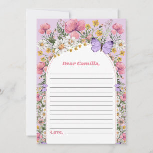Boho Butterfly Wildflower Time Capsule Note Kaart