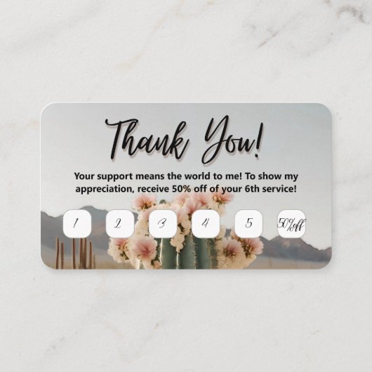 Boho | Cactus à fleurs | Esthétique | Carte de fid (Dos)