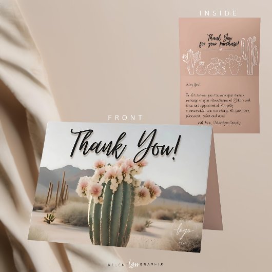 Boho | Cactus à fleurs | Esthétique | Carte de rem