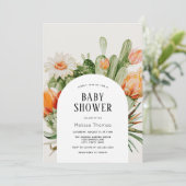 Boho Cactus Arch Baby shower Invitation Kaart (Staand voorkant)