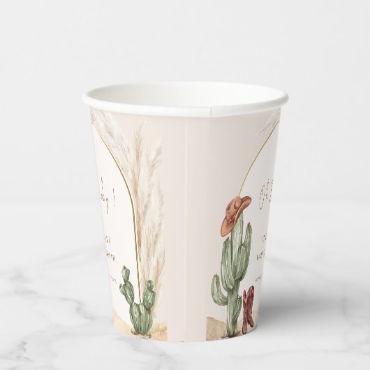 Boho Cactus Arch Desert Cowboy Baby shower Papieren Bekers (Rechts)