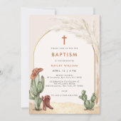 Boho Cactus Arch Desert Cowboy Cross Doop Kaart (Voorkant)