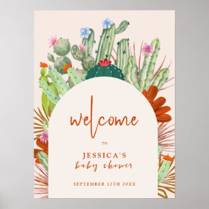 Boho Cactus Arch Desert Pampas Baby shower Welkom Poster