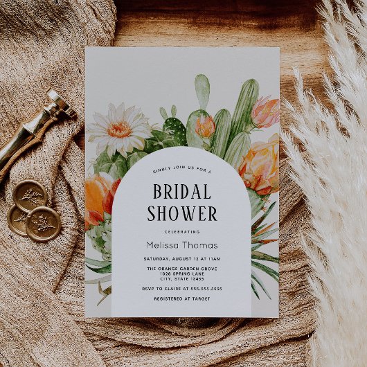 Boho Cactus Arch nuptiale douche Invitation