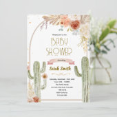 Boho cactus baby shower Invitation (Debout devant)