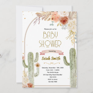 Boho cactus baby shower uitnodiging