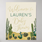 Boho Cactus Baby shower Welkomstteken Poster (Voorkant)