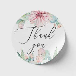 Boho Cactus Bloemige Trouw Script Bedankt Ronde Sticker