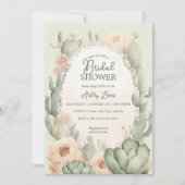 Boho Cactus Bruidsuitnodiging bloemen Zuidwestelij Kaart (Voorkant)