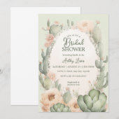 Boho Cactus Bruidsuitnodiging bloemen Zuidwestelij Kaart (Voorkant / Achterkant)
