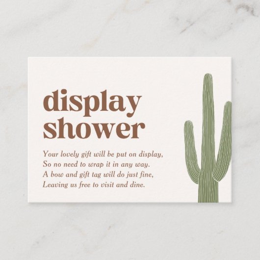 Boho Cactus Desert Baby shower Display Douche Informatiekaartje (Voorkant)