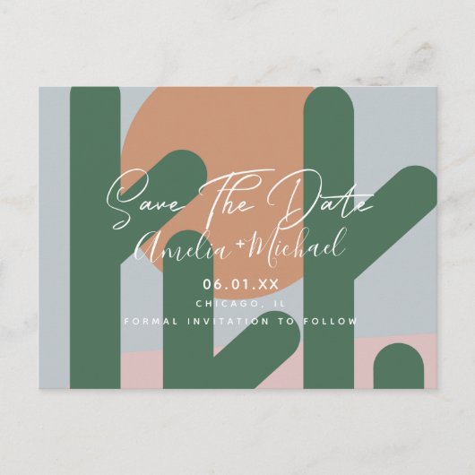 Boho Cactus en Sun Save the Date Briefkaart (Voorkant)