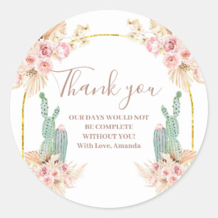 Boho Cactus Floral Vrijgezellenfeest Dank u Sticke Ronde Sticker