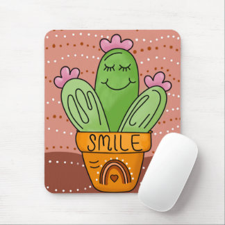 Boho Cactus Glimlach Schattigee Regenboog Muismat