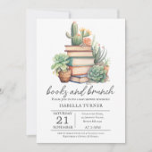 Boho Cactus Livres & Brunch Baby shower Invitation (Devant)