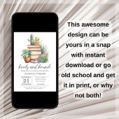 Boho Cactus Livres & Brunch Baby shower Invitation