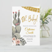 Boho Cactus Oh Baby Baby shower Invitation (Debout devant)