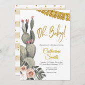 Boho Cactus Oh Baby Baby shower Invitation (Devant / Derrière)