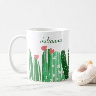 Boho Cactus Painting in Green Personalized Koffiemok