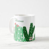 Boho Cactus Painting in Green Personalized Koffiemok (Voorkant links)