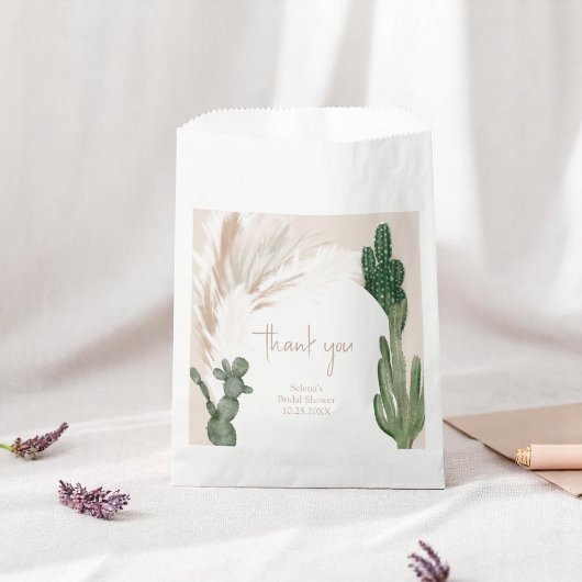 Boho cactus pampas boog bruidsshower  bedankzakje