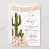 Boho Cactus Pampas Grass Baby shower Kaart (Voorkant)