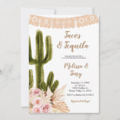 Boho Cactus Pampas Grass Couples Douche Invitation (Devant)