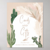 Boho cactus pampas kaarten geschenken vrijgezellen poster (Voorkant)