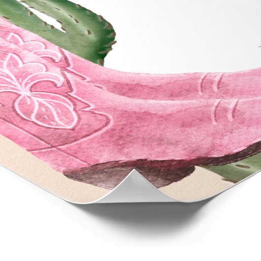 Boho cactus pampas laarzen baby welkomstdouche poster (Hoek)