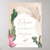 Boho cactus pampas laarzen baby welkomstdouche poster (Voorkant)